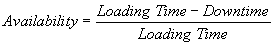 Availability = (Loading Time - Downtime) / Loading Time