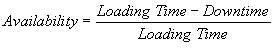 Availability = (Loading Time - Downtime) / Loading Time